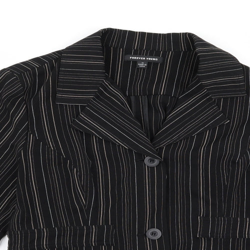 Preworn Womens Black Striped  Jacket  Size 14