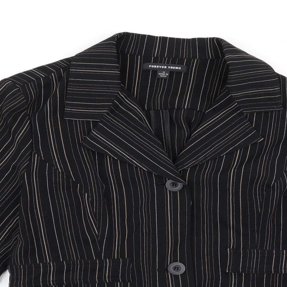Preworn Womens Black Striped  Jacket  Size 14