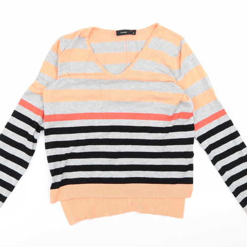 fransa Womens Multicoloured Striped  Cardigan Jumper Size S