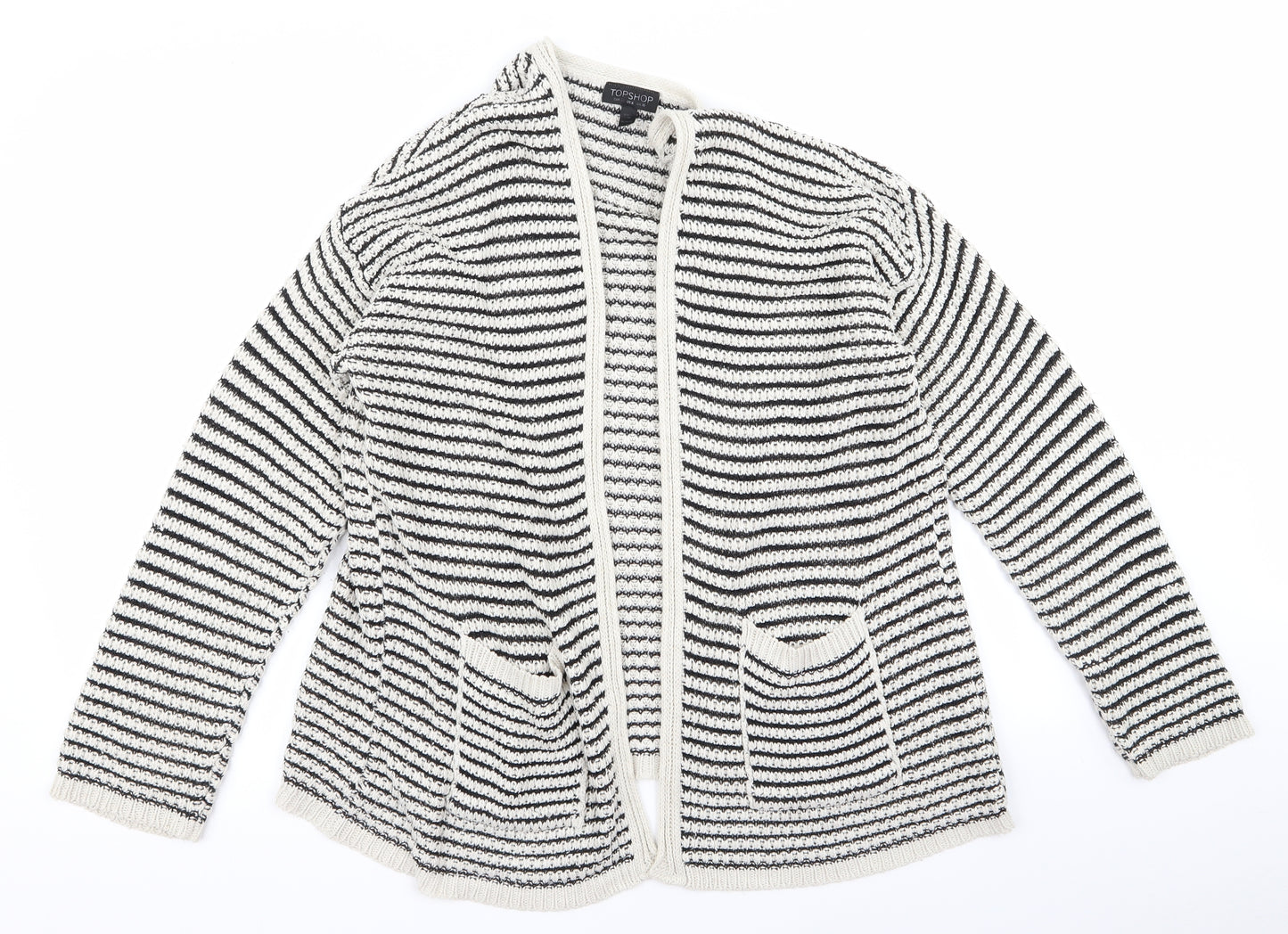 Topshop Womens Beige Striped  Cardigan Jumper Size 10