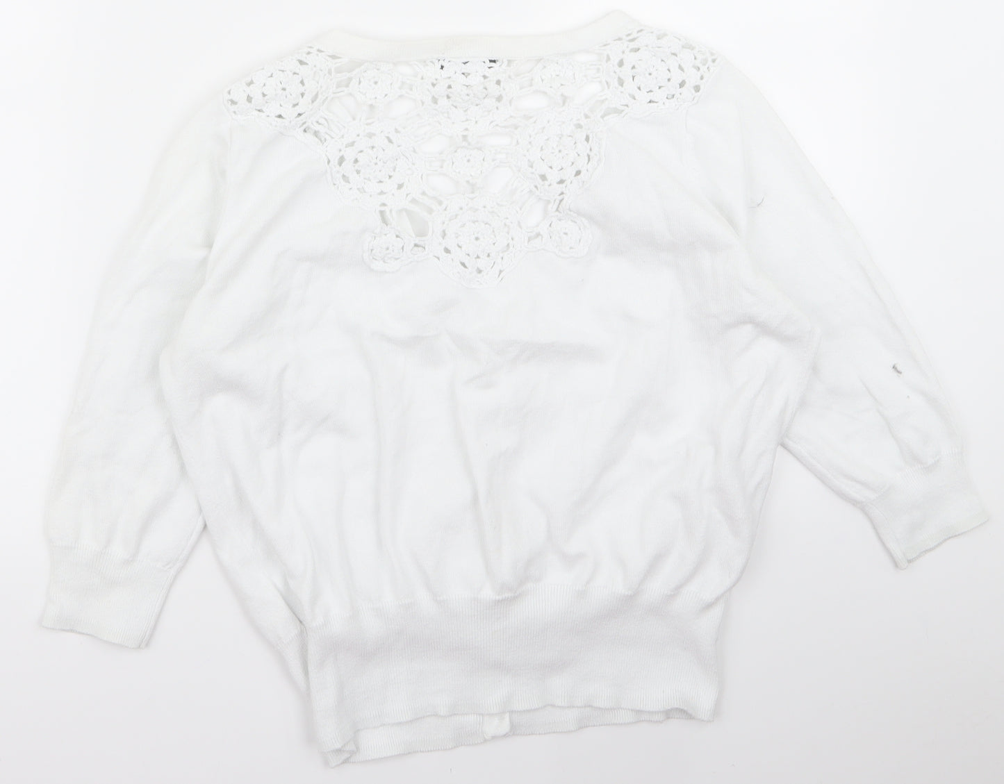 Preworn Womens White   Cardigan Jumper Size 16