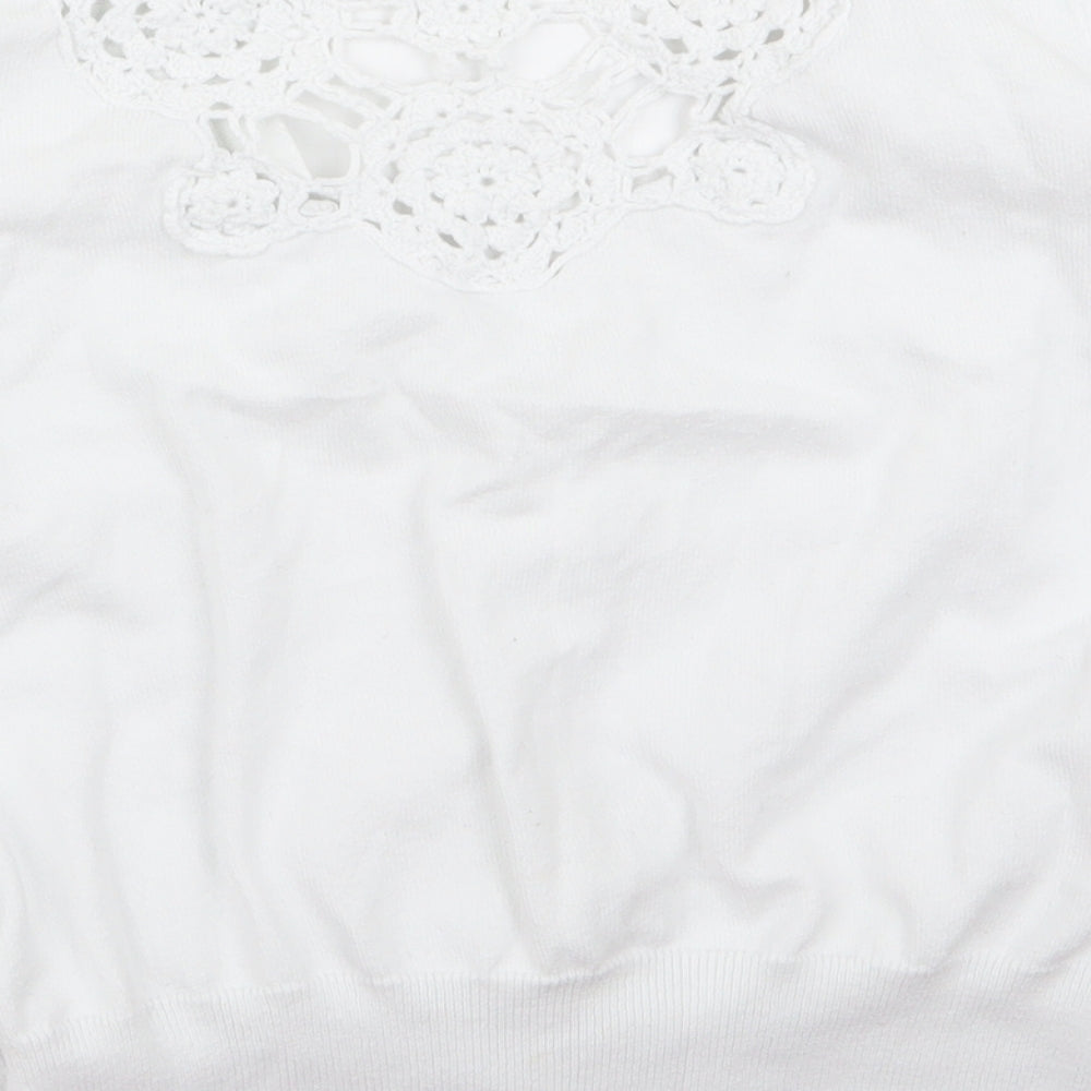 Preworn Womens White   Cardigan Jumper Size 16