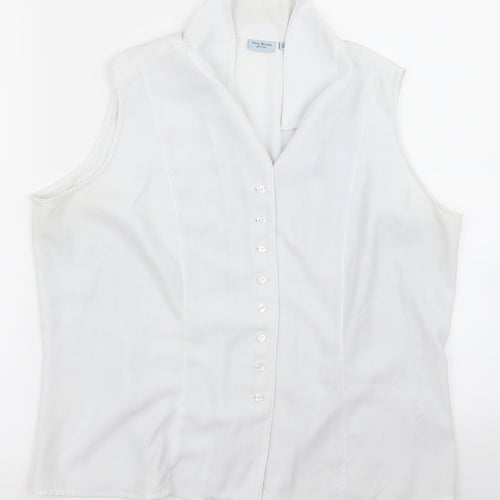 Anne Brooks Womens White   Basic Button-Up Size 14