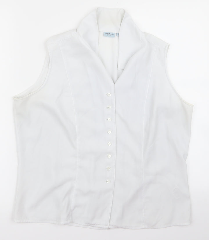 Anne Brooks Womens White Basic Button-Up Size 14