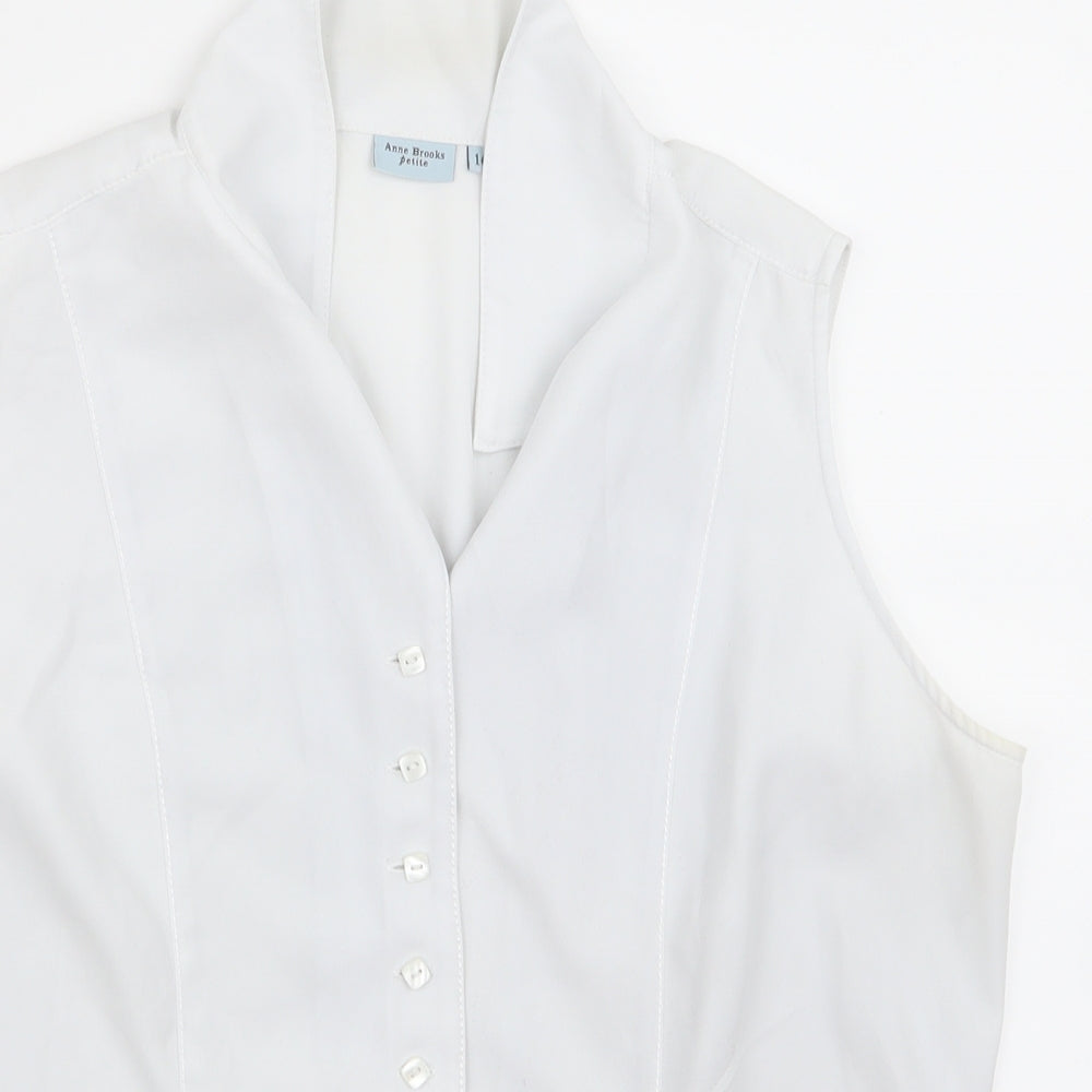 Anne Brooks Womens White   Basic Button-Up Size 14