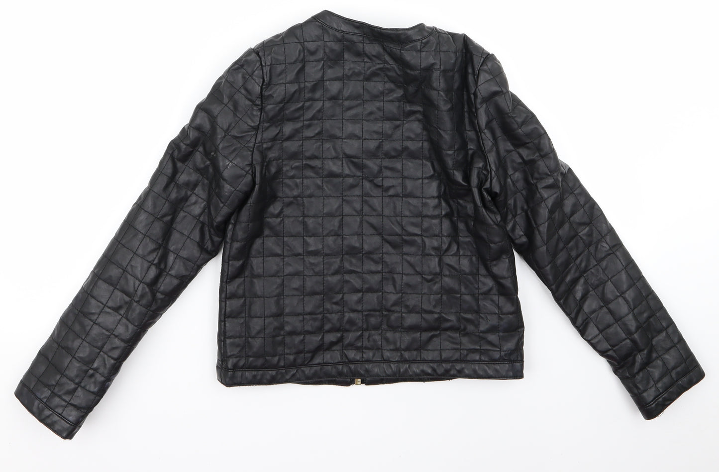 Preworn Girls Black   Biker Jacket Size 10 Years