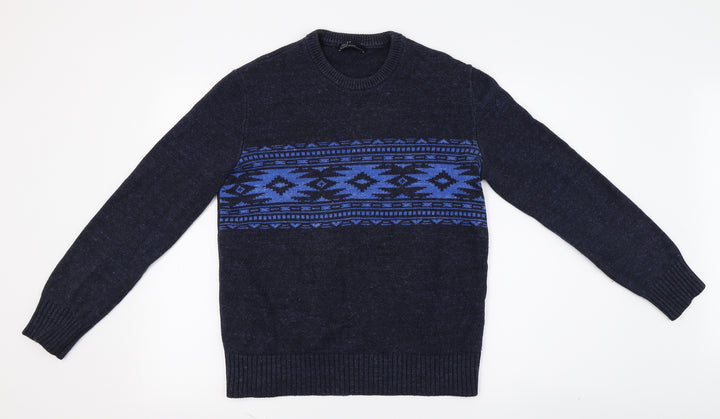 Gap Mens Blue Geometric Pullover Jumper Size XS