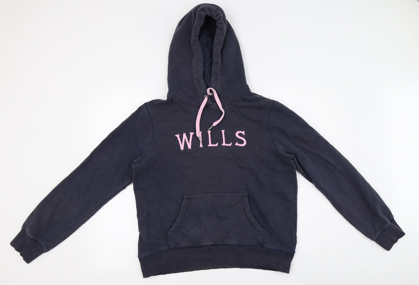 Jack Wills Womens Blue Houndstooth  Pullover Jumper Size 14  - pink writing