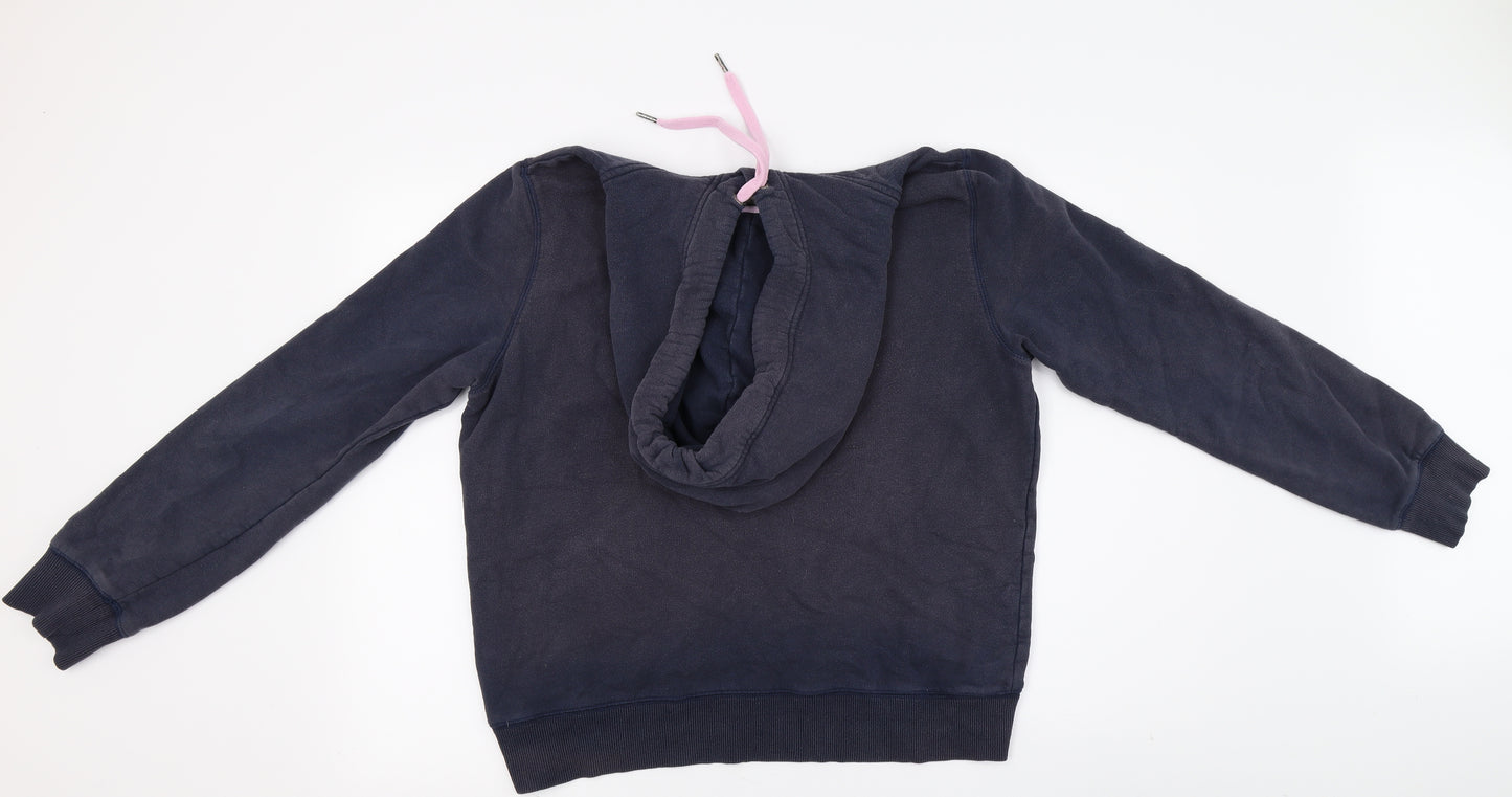 Jack Wills Womens Blue Houndstooth  Pullover Jumper Size 14  - pink writing