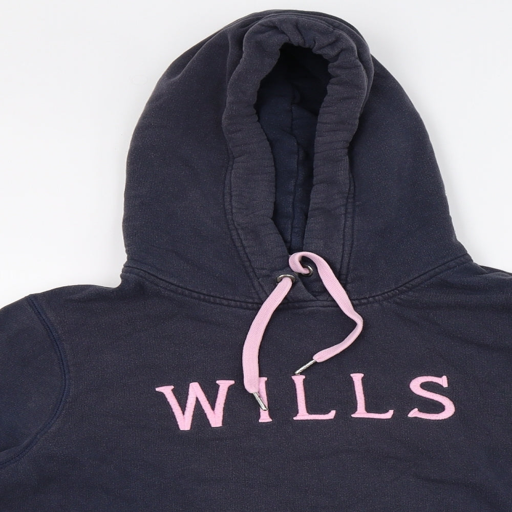 Jack Wills Womens Blue Houndstooth  Pullover Jumper Size 14  - pink writing