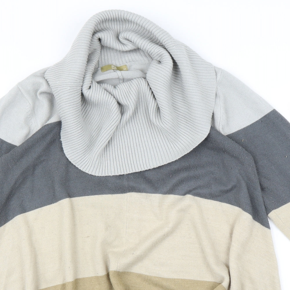 TU Womens Grey Striped  Pullover Jumper Size 14