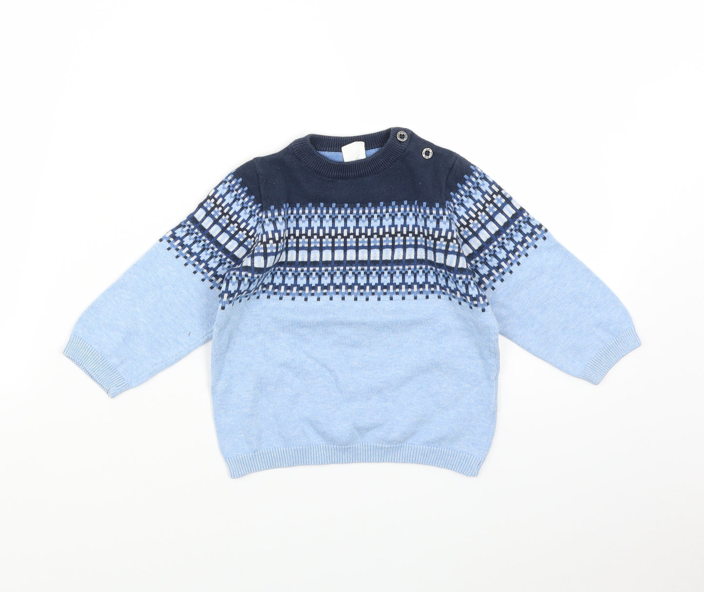 H&M Baby Blue Fair Isle  Pullover Jumper Size 12-18 Months