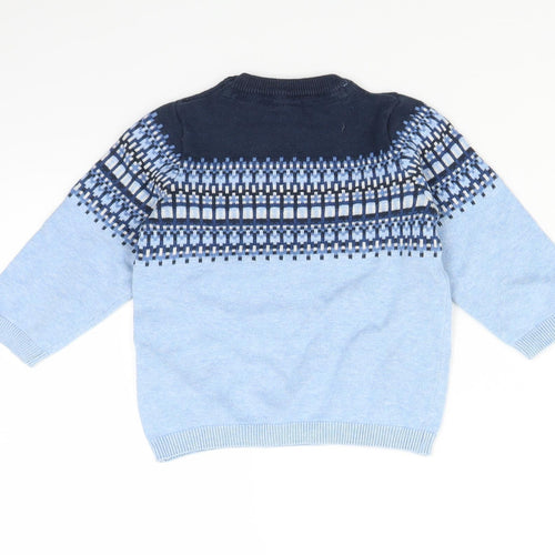 H&M Baby Blue Fair Isle  Pullover Jumper Size 12-18 Months