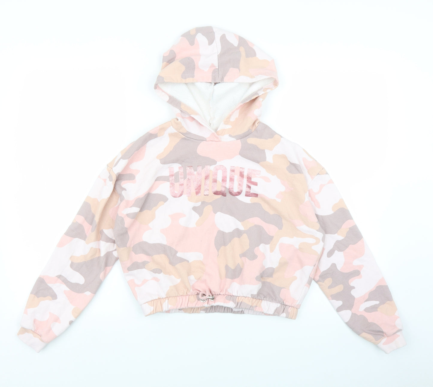 River Island Girls Pink Camouflage  Pullover Hoodie Size 11-12 Years