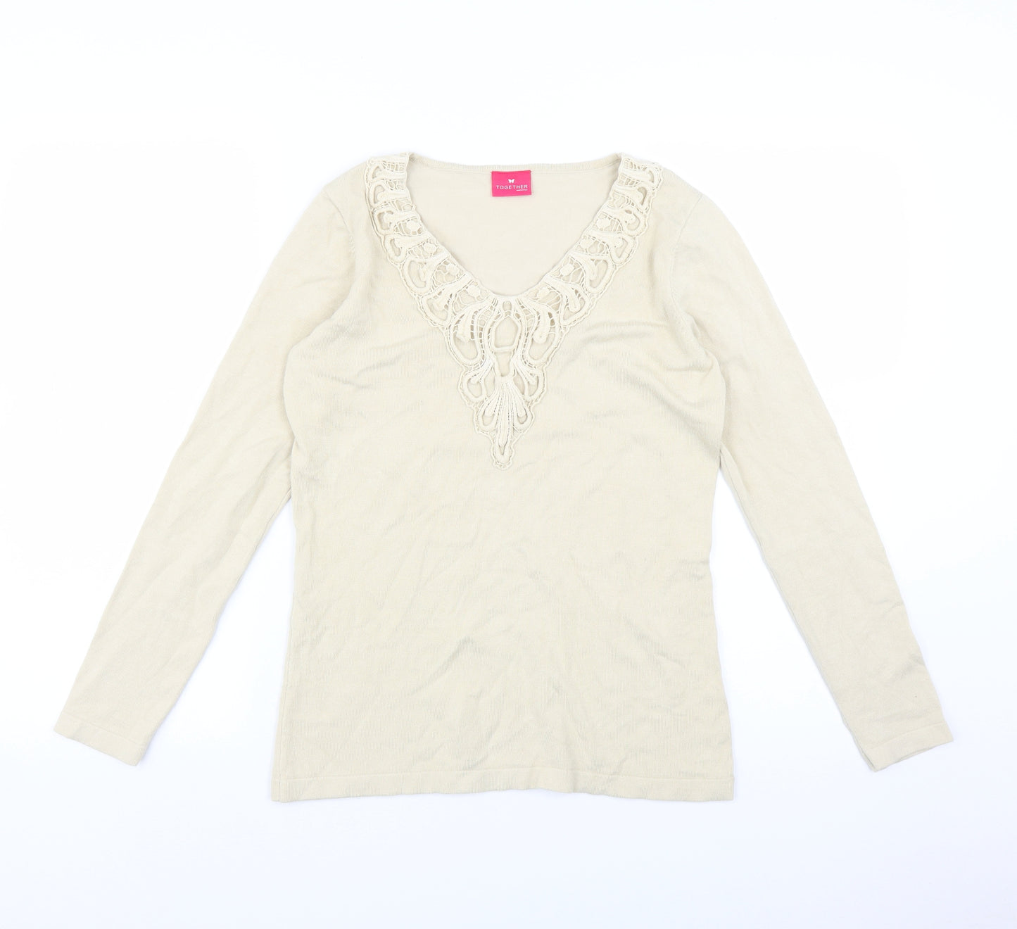 Together Womens Beige   Pullover Jumper Size XS