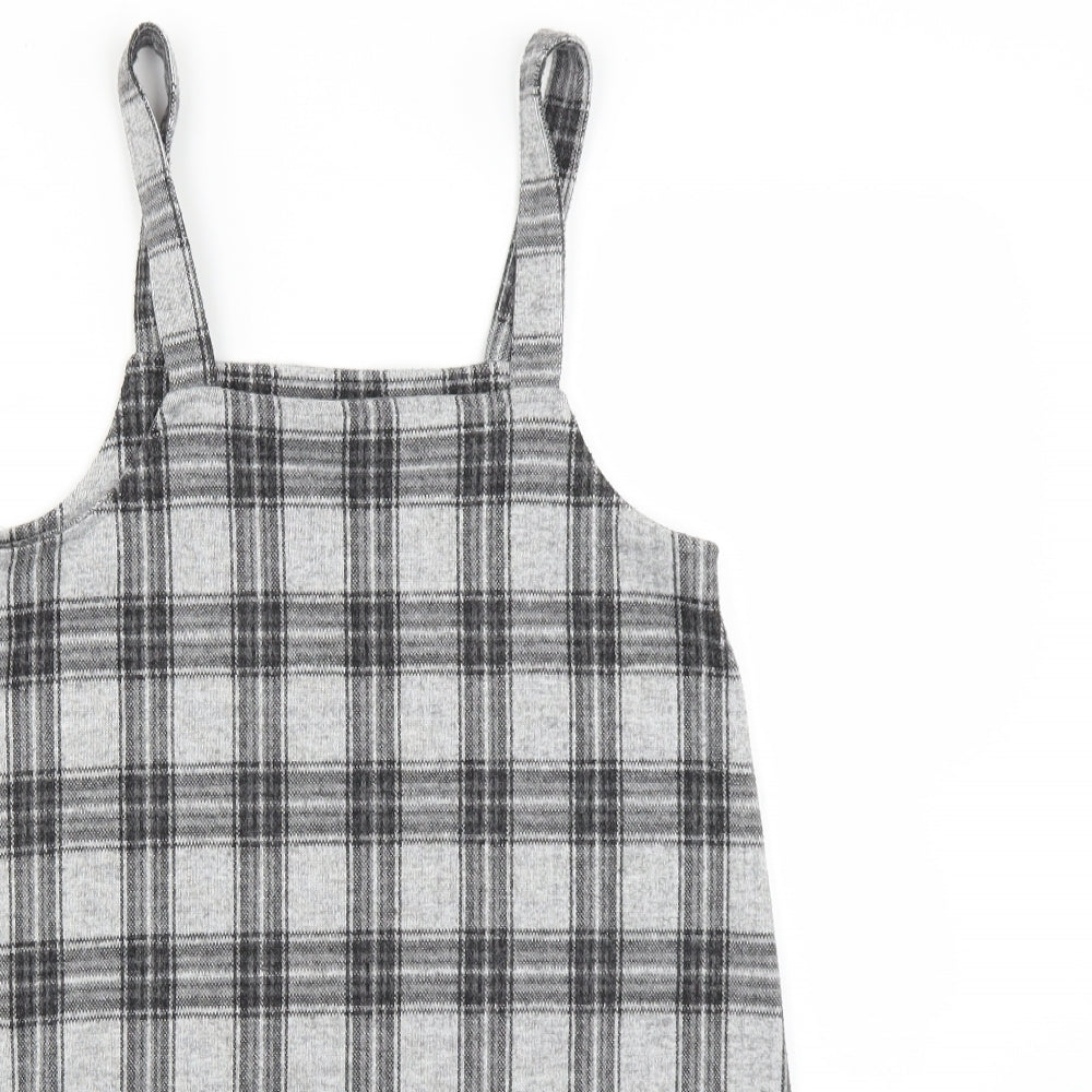 George Girls Grey Plaid  Pinafore/Dungaree Dress  Size 10-11 Years