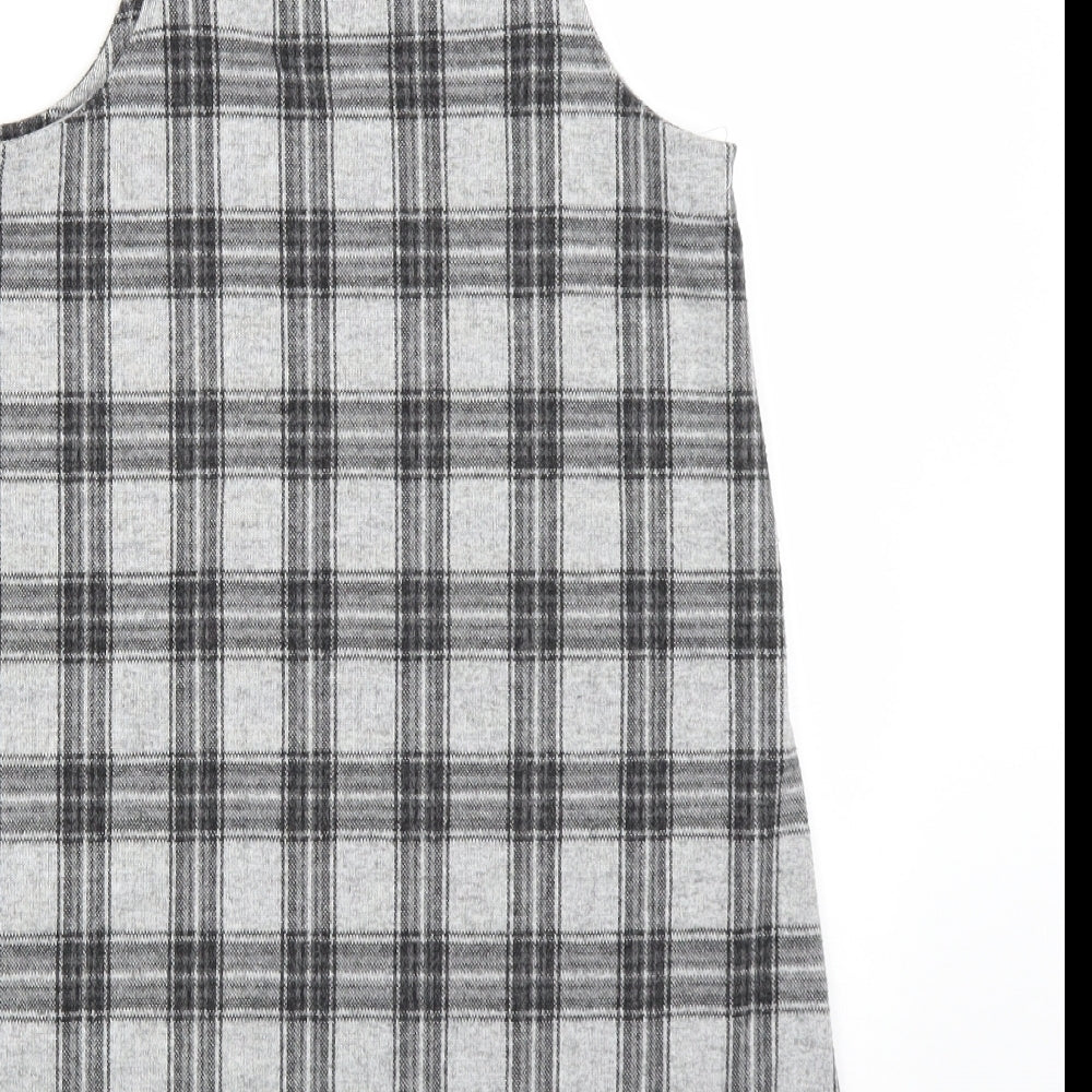 George Girls Grey Plaid  Pinafore/Dungaree Dress  Size 10-11 Years