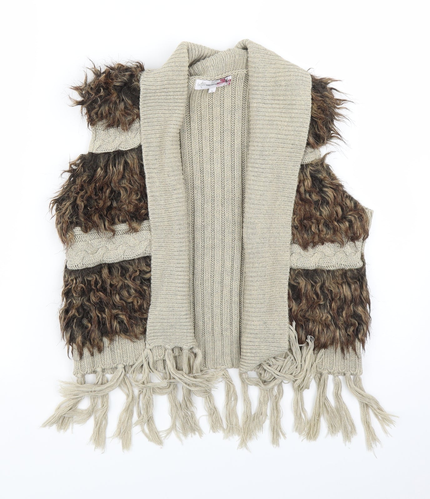 Internacionale Womens Beige  Knit Cardigan Jumper Size L