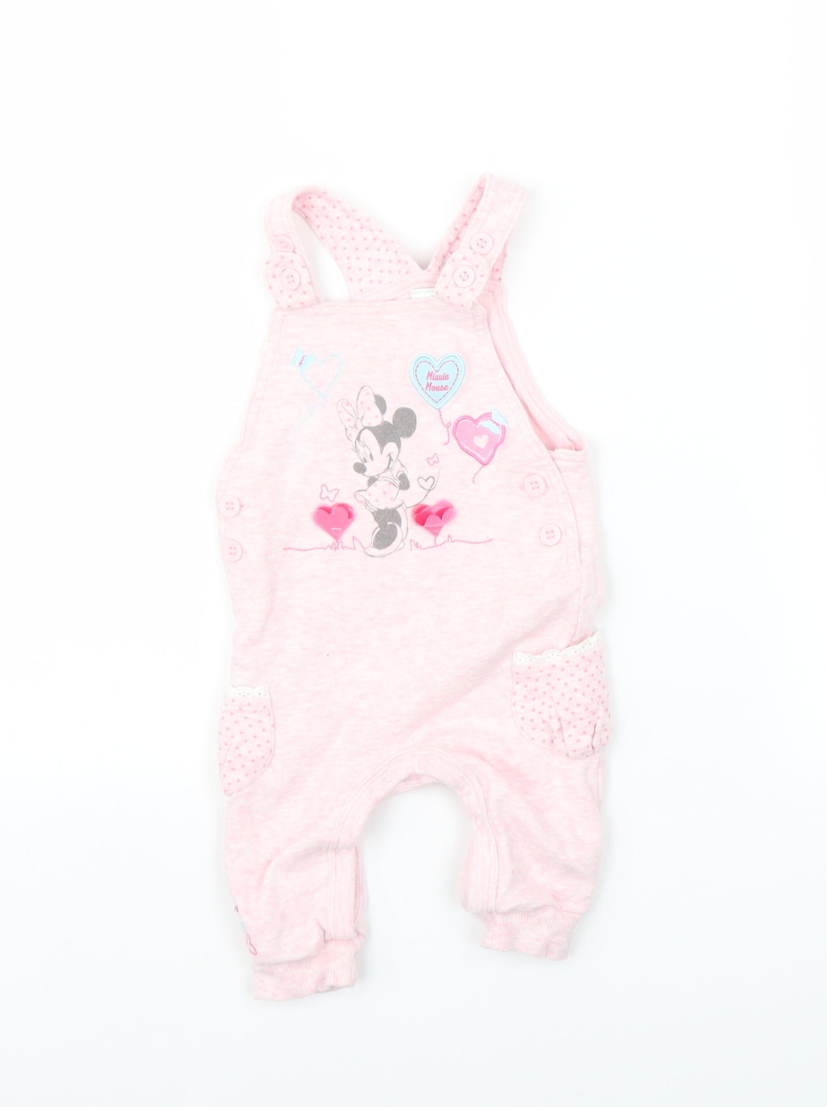 BHS Girls Pink   Dungaree One-Piece Size 3-6 Months  - Disney Minnie Mouse