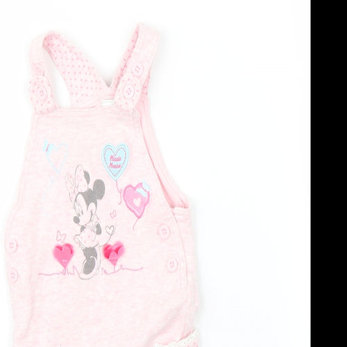 BHS Girls Pink   Dungaree One-Piece Size 3-6 Months  - Disney Minnie Mouse