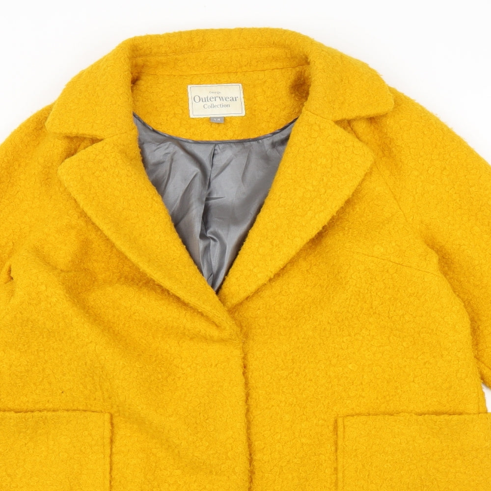 George Womens Yellow   Overcoat Coat Size 14