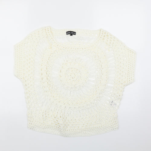 Select Womens White  Knit Pullover Jumper Size L