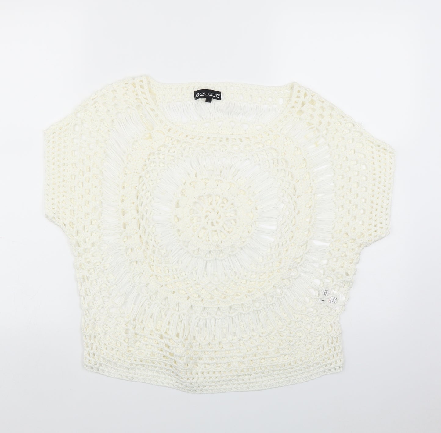Select Womens White  Knit Pullover Jumper Size L