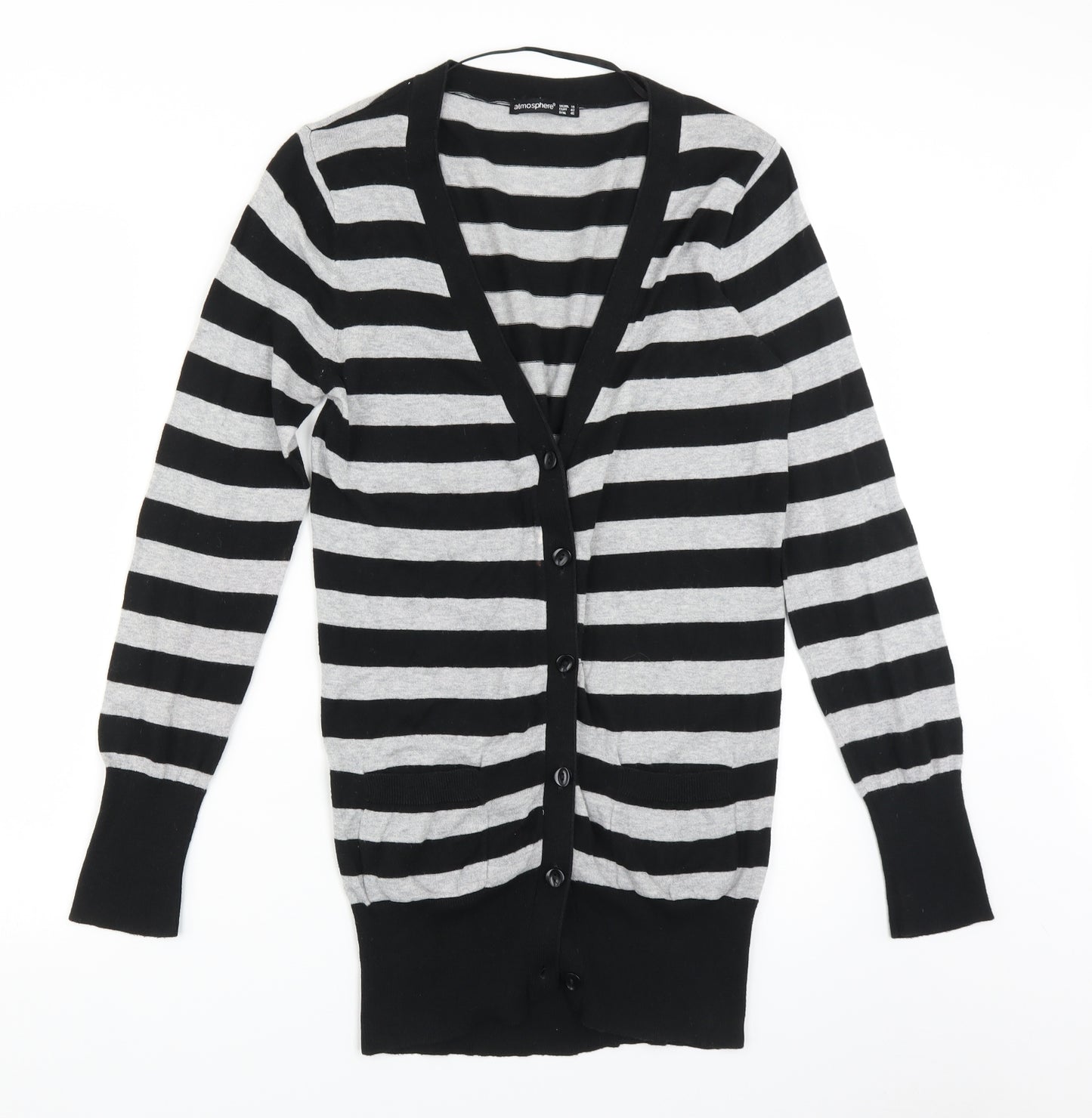 Atmosphere Womens Black Striped  Cardigan Jumper Size 14