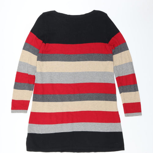 Wallis Womens Grey Striped  Jumper Dress  Size M