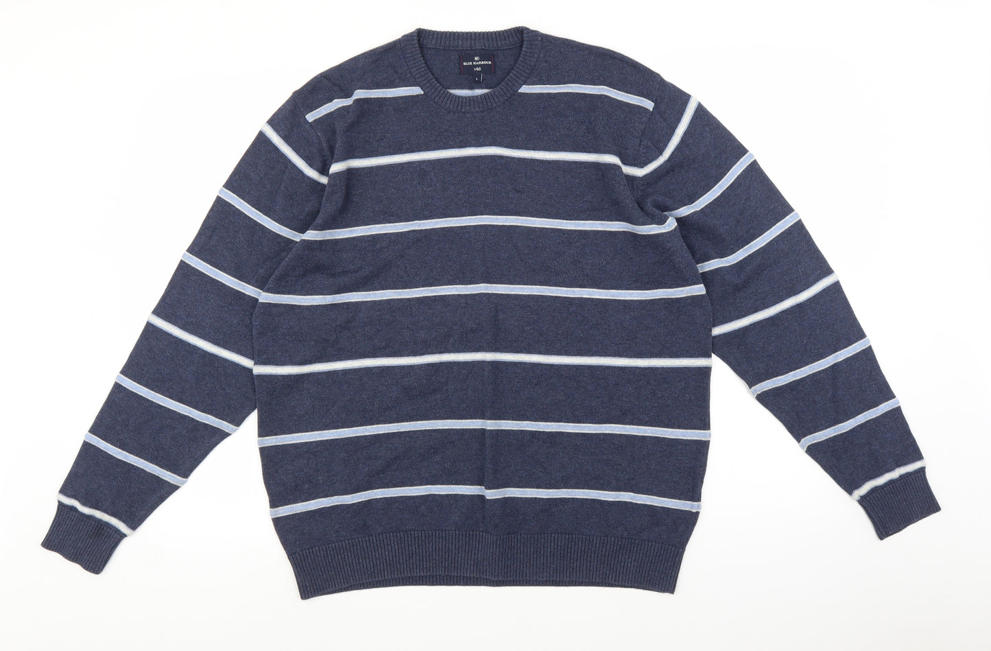 Marks and Spencer Mens Blue Striped  Pullover Jumper Size L