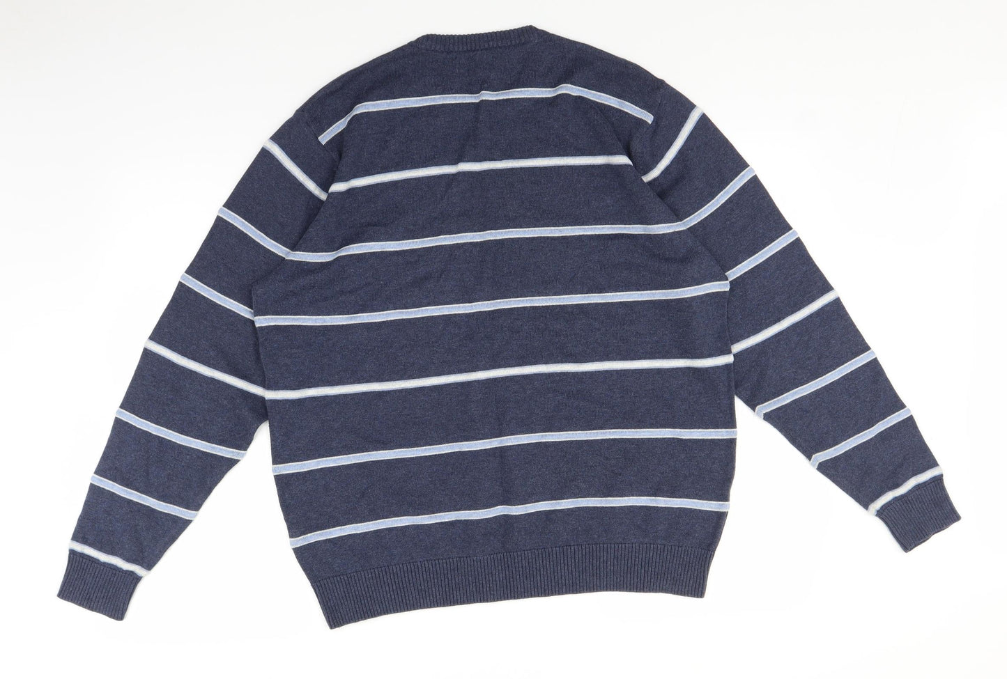 Marks and Spencer Mens Blue Striped  Pullover Jumper Size L