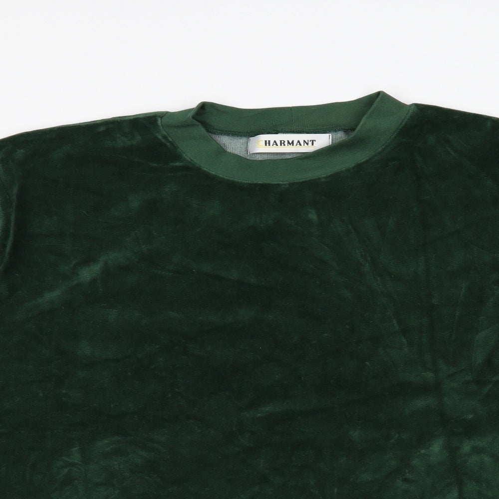 Charmant Mens Green  Velvet Pullover Jumper Size L