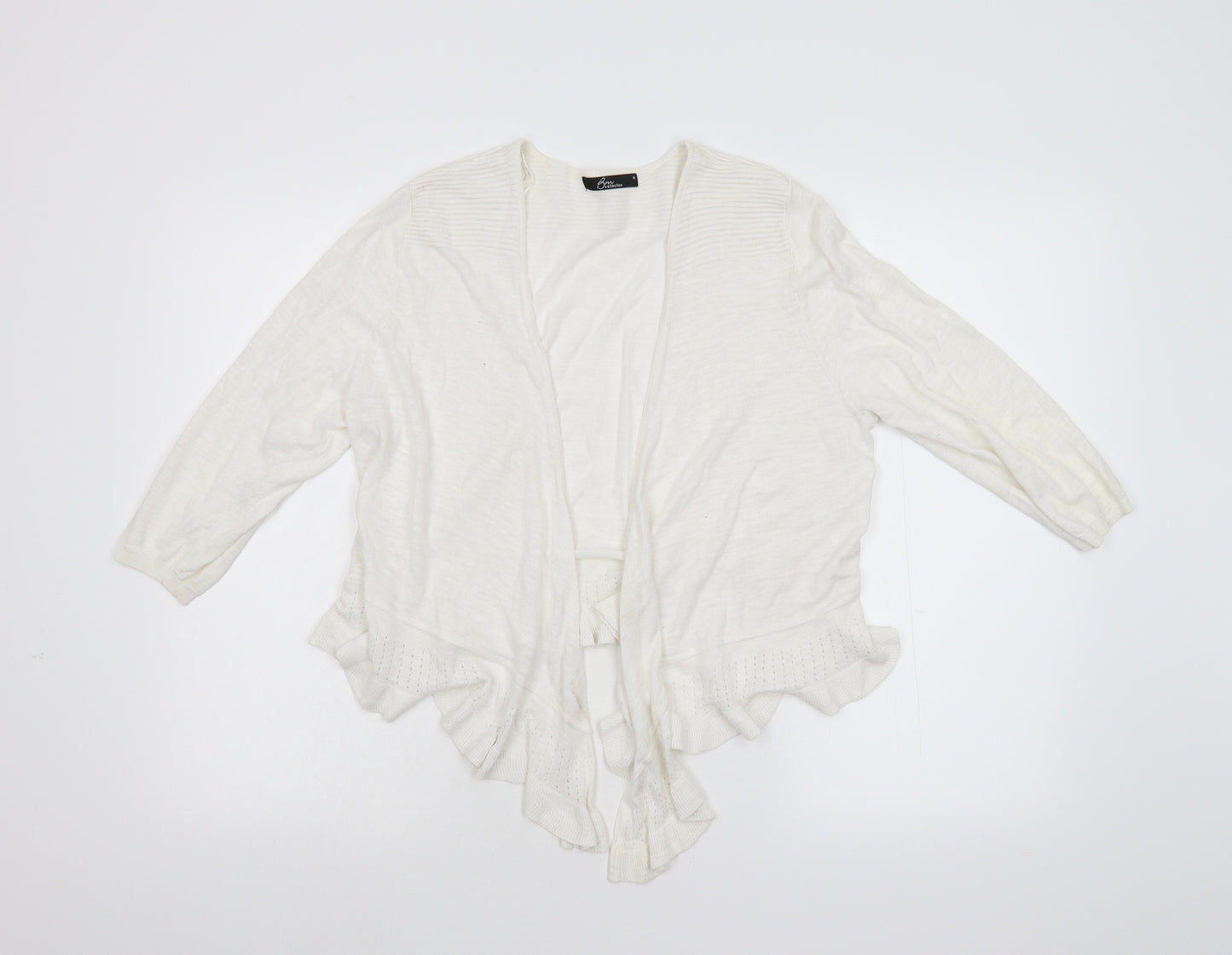 BM Collection Womens Ivory  Knit Cardigan Jumper Size M