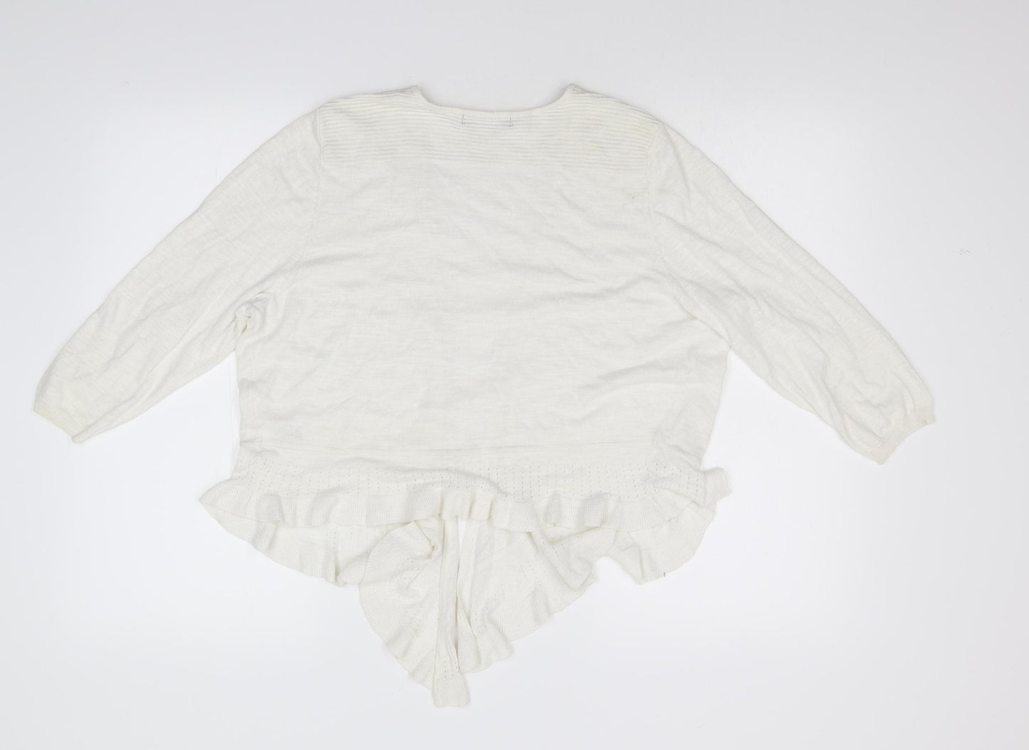 BM Collection Womens Ivory  Knit Cardigan Jumper Size M