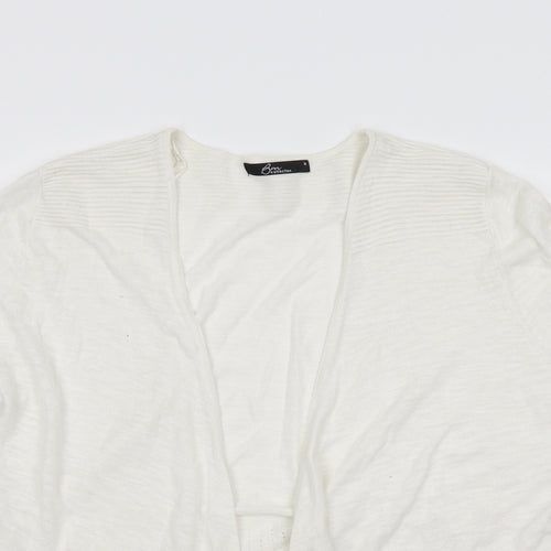 BM Collection Womens Ivory  Knit Cardigan Jumper Size M