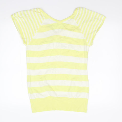 TU Womens Yellow Striped Knit Pullover Jumper Size 14
