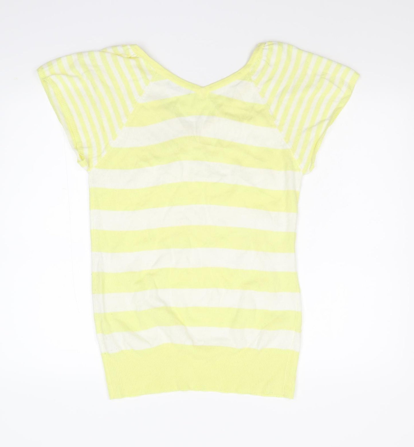 TU Womens Yellow Striped Knit Pullover Jumper Size 14