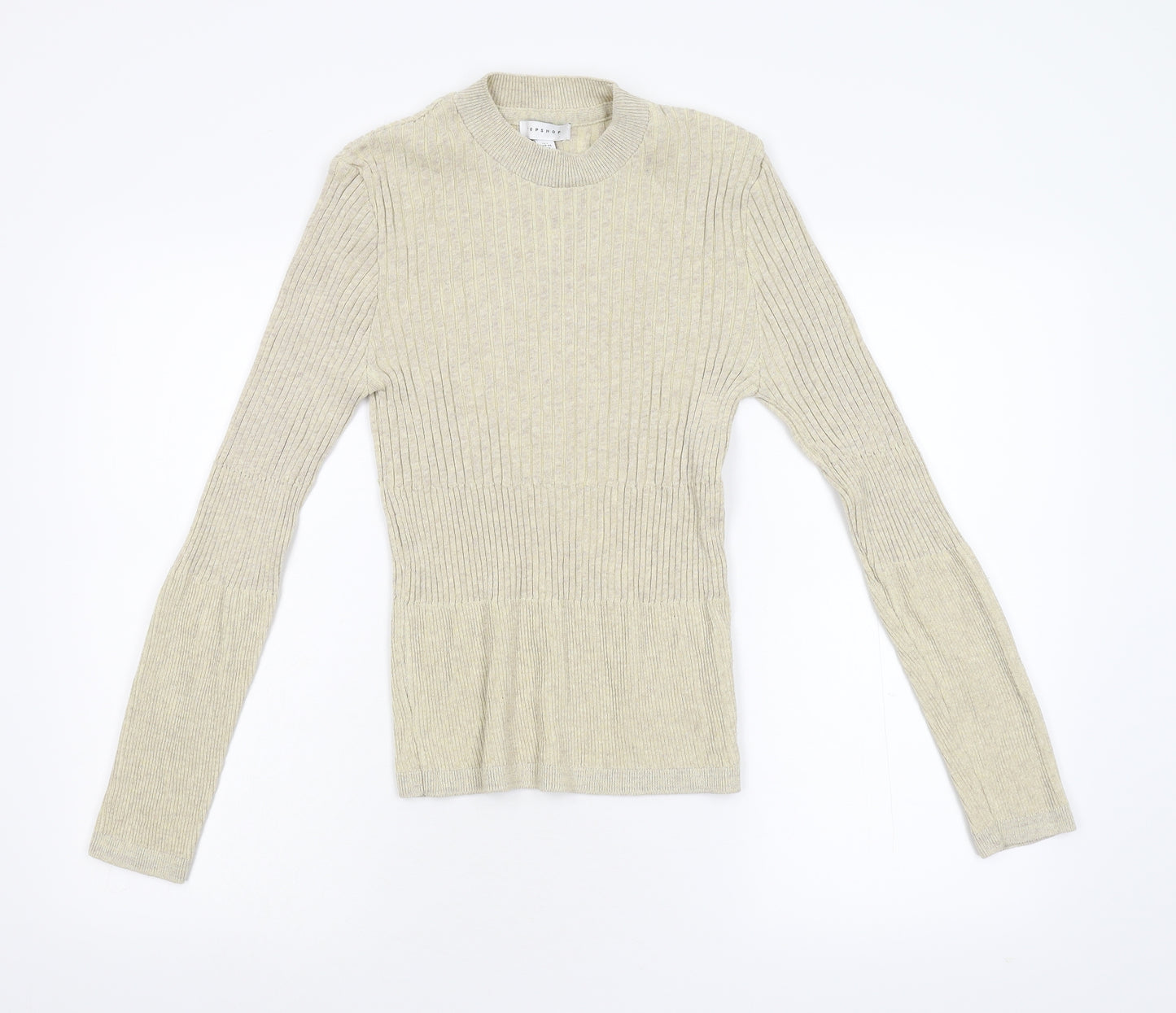 Top Shop Womens Beige  Knit Pullover Jumper Size L  - Ribbed