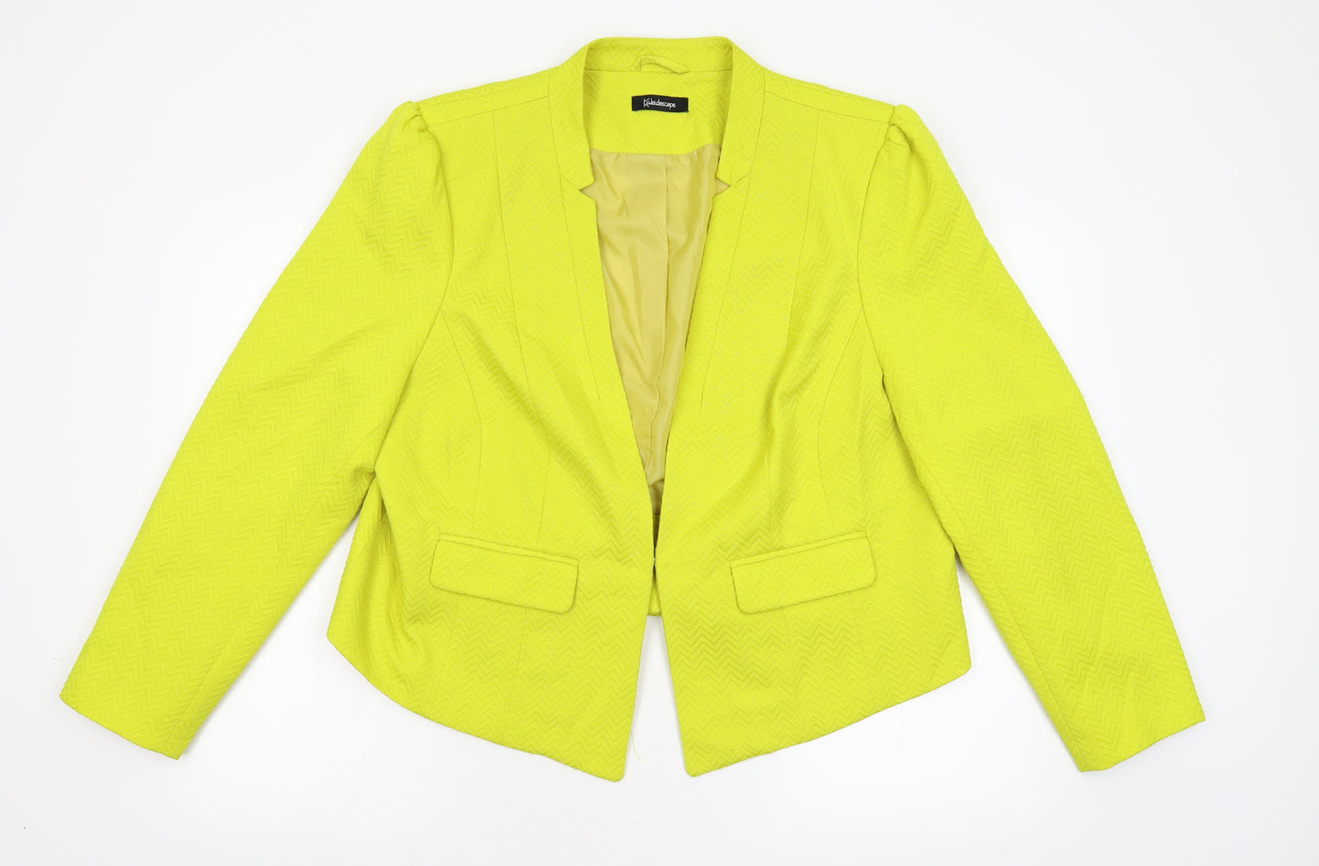 Kaleidescope Womens Yellow Geometric  Jacket Blazer Size 22