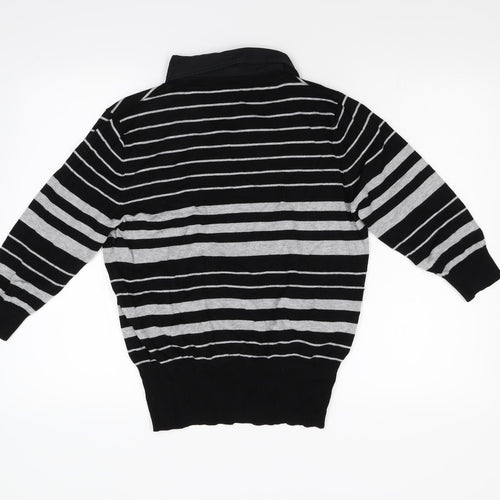 Preworn Womens Black Striped Knit Pullover Jumper Size M