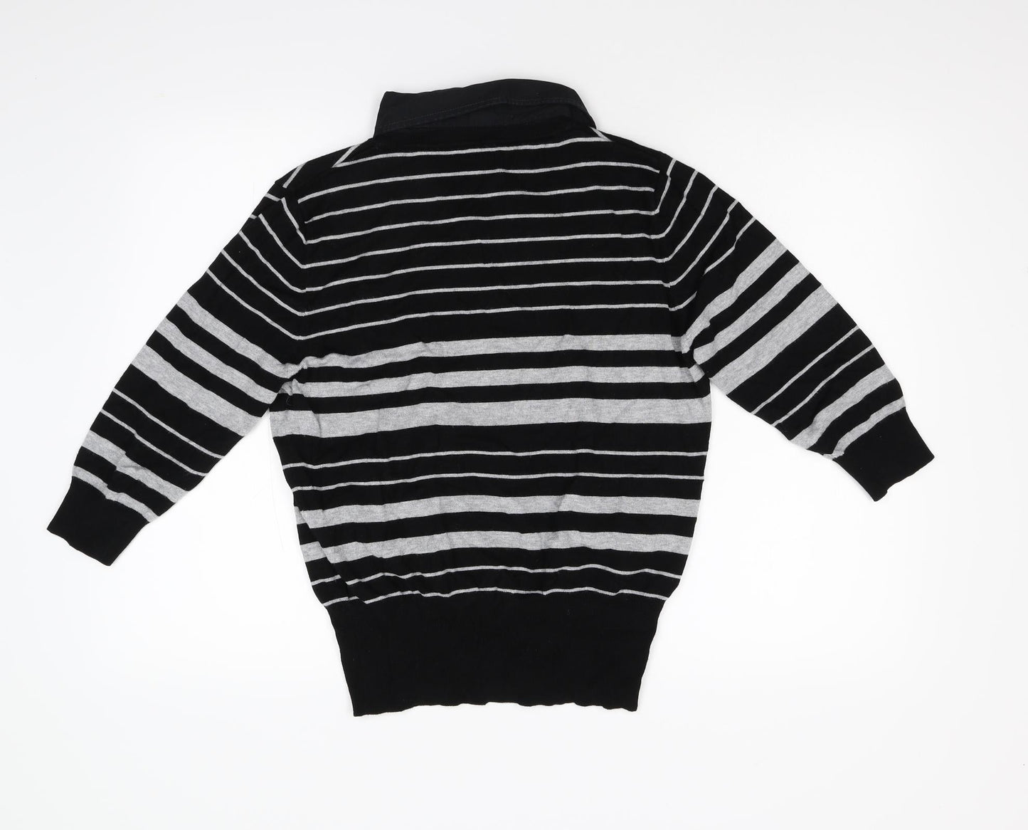 Preworn Womens Black Striped Knit Pullover Jumper Size M