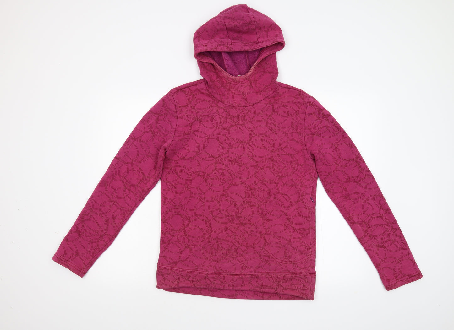 Moon: Climbing Clothing Womens Pink Geometric Fleece Pullover Hoodie Size M