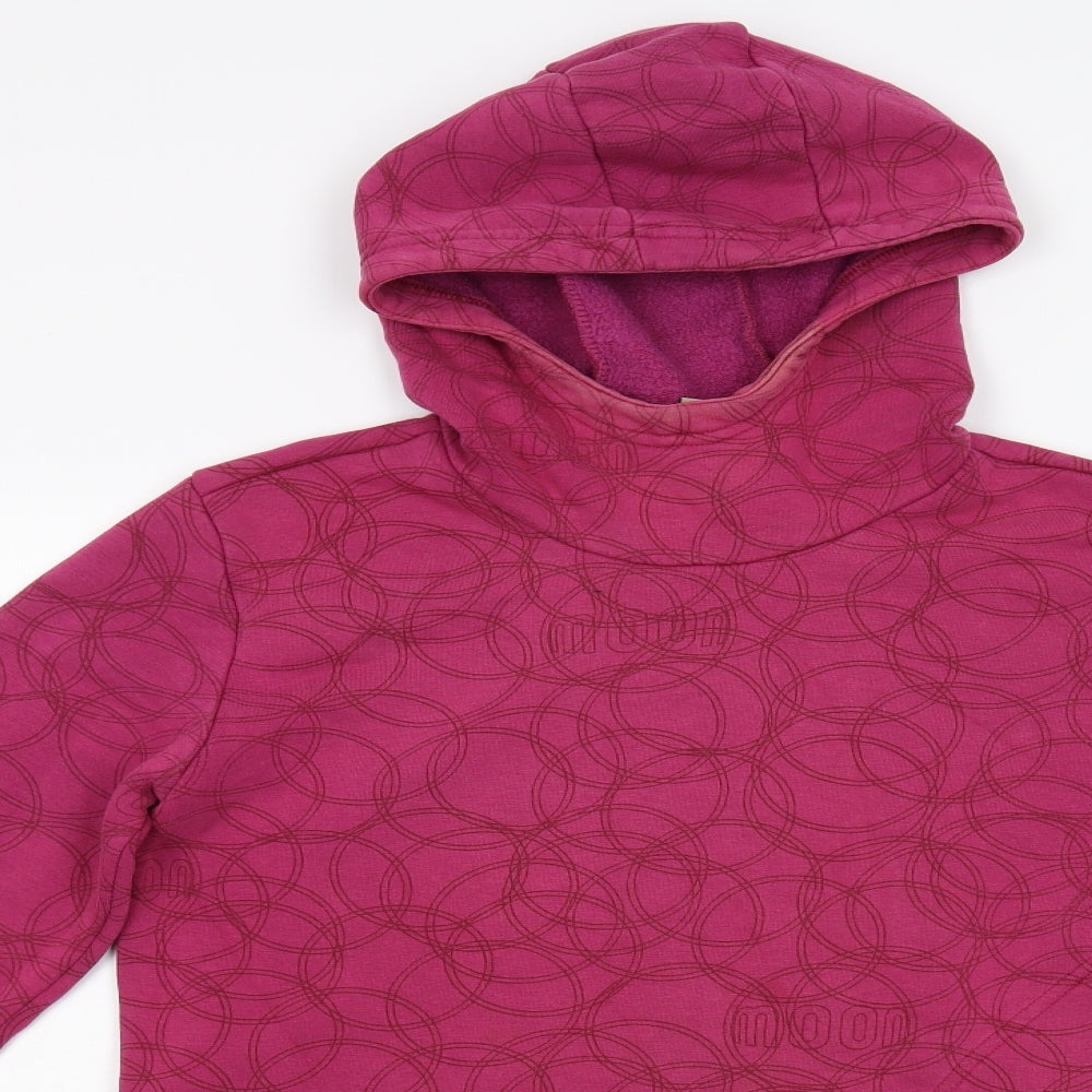 Moon: Climbing Clothing Womens Pink Geometric Fleece Pullover Hoodie Size M