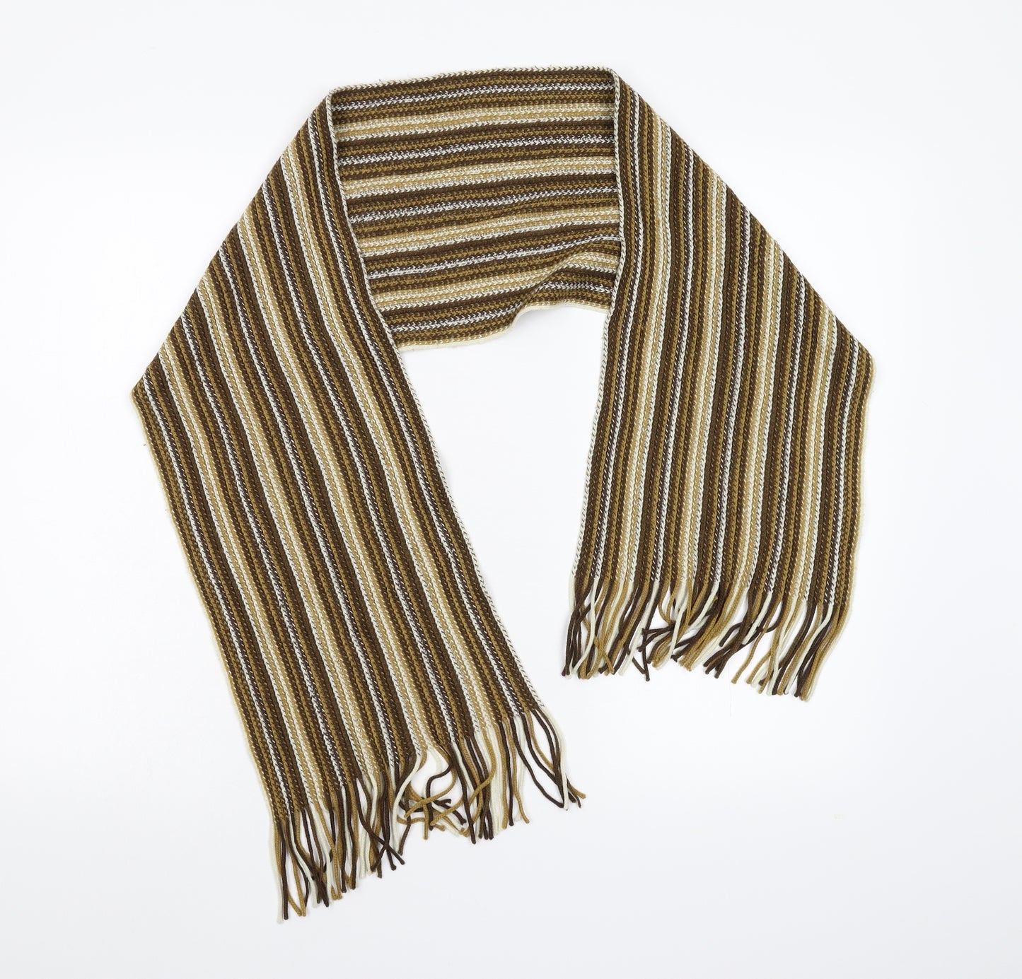 Preworn  Brown Striped Knit  Scarf