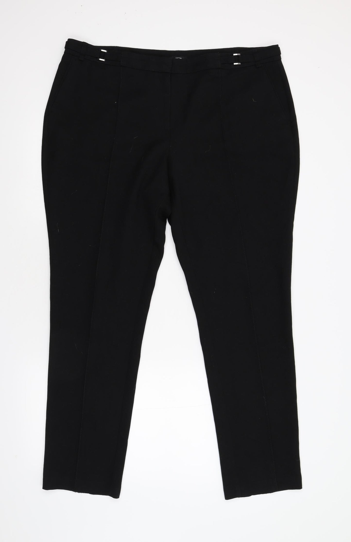 F&F Womens Black  Flannel Trousers  Size 18 L29 in
