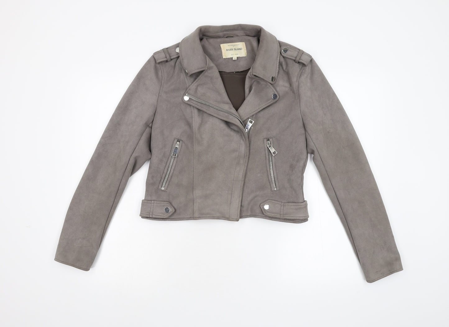 River Island Womens Grey   Biker Jacket Size 12