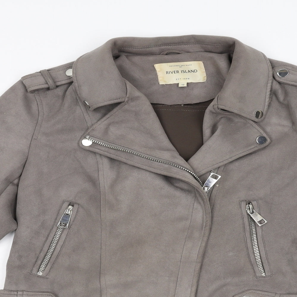 River Island Womens Grey   Biker Jacket Size 12