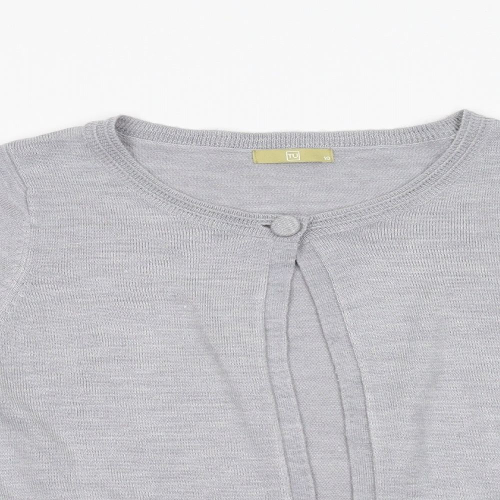TU Womens Grey  Knit Cardigan Jumper Size 10