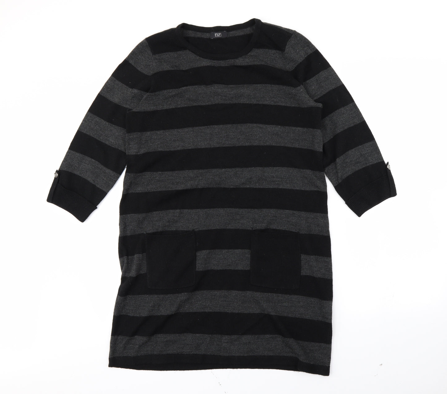 NEXT Womens Black Striped  Jumper Dress  Size 14