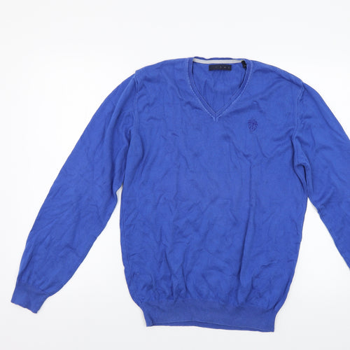 Isac Mens Blue  Knit Pullover Jumper Size M